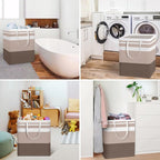 HomeHacks 2 Pack Large Laundry Baskets, Laundry Hampers Bags (Khaki 100Lx2) | Waterproof, Freestanding, Collapsible Clothes Hamper with Reinforced Handles in Laundry Room, Dorm, Bathroom, Bedroom - Image 6