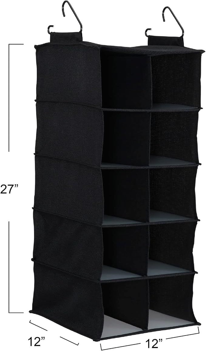 Household Essentials 10 Pocket Hanging Shoe Closet Organizer with Hooks - Image 3