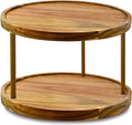 12" Two-Tier Acacia Wood Lazy Susan Organizer Kitchen Turntable for Cabinet Pantry Table Organization by AUAM