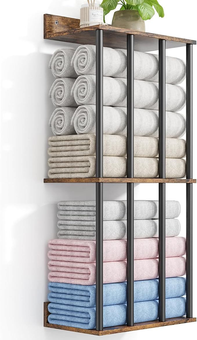 Towel Racks for Bathroom Wall Mounted, Updated 4 Bar Wall Towel Holder by WeGXY