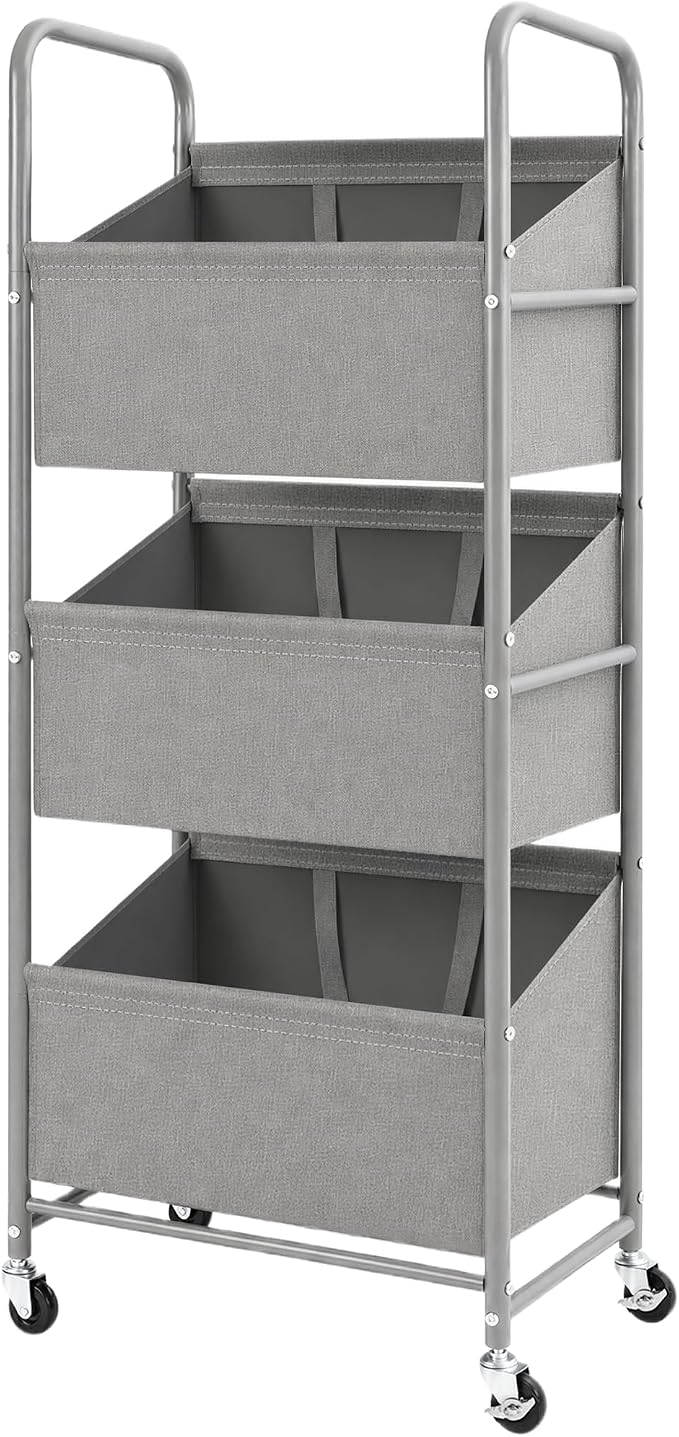 STO STO 3-Tier Vertical Rolling Laundry Hamper, Removable Bags, Gray Faric by STOSTO