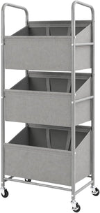 STO STO 3-Tier Vertical Rolling Laundry Hamper, Removable Bags, Gray Faric by STOSTO