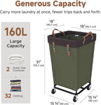 StorageWorks 160L Laundry Basket with Wheels, Rolling Hampers for Clothing - Image 3