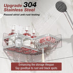 Youvip 4-Pack Adhesive Corner Shower Caddy with Soap Holder, No Drilling Wall Mounted Shower Shelves-Rustproof, Organizer for Bathroom, Kitchen & Home Decor. Silver - Image 3