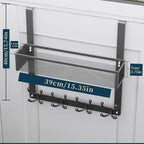 Consumest Over The Door Hooks Organizer - 2 Tier Over Door Hanger with 16 Hooks & 2 Baskets for Hanging Coat, Clothing, Towel, Back Storage for Bathroom, Closet, College Dorm, Grey - Image 7