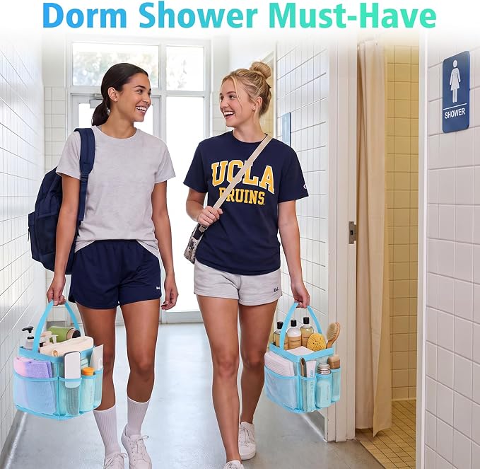 EUDELE Mesh Shower Caddy Portable, 8-Pocket Large Capacity, Quick Dry, Easy Clean, Ideal for Beach, Swimming, Gym, Travel - Image 2