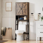 USHOWER Brown Over The Toilet Storage Cabinet with Barn Doors by USHOWER