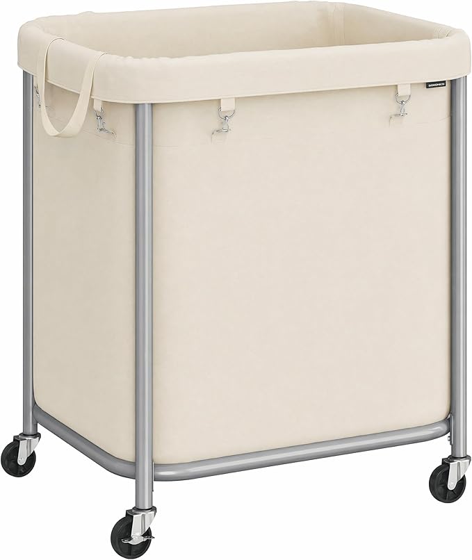 SONGMICS Laundry Basket with Wheels, 170L, Steel Frame, Removable Bag by Unknown