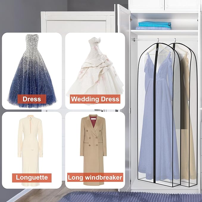 Zilink Dress Bags for Gowns Long Wedding Dress Storage Bags 72 in, 2 Pack - Image 5