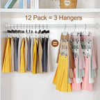 TOPIA HANGER 4 Tier Metal Skirt Hangers with Clips 80% Space Saving 3 Pack - Image 3