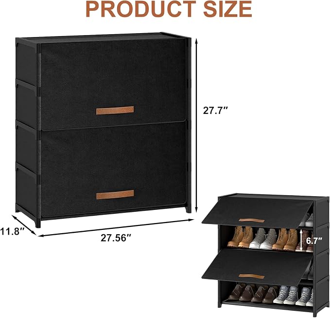 5 Tier Shoe Cabinet with Door, 20-Pair Storage, Black | Ideal for Daily Family Use, Door Keeps Shoes Dust-Free, Stops Pets from Chewing, Simple Tool-Free Install - Image 3
