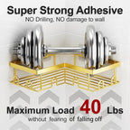 Liuoud Corner Shower Caddy, 5 Pack Adhesive Stainless Steel Organizer, Gold - Image 4