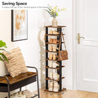 HOOBRO 8 Tiers Vertical Shoe Rack, Wooden Shoe Storage Organizer with Hooks, Narrow Shoe Tower for 8 Pairs, Space Saving, for Entryway, Living Room, Bedroom, Rustic Brown BF07XJ01G1 - Image 4