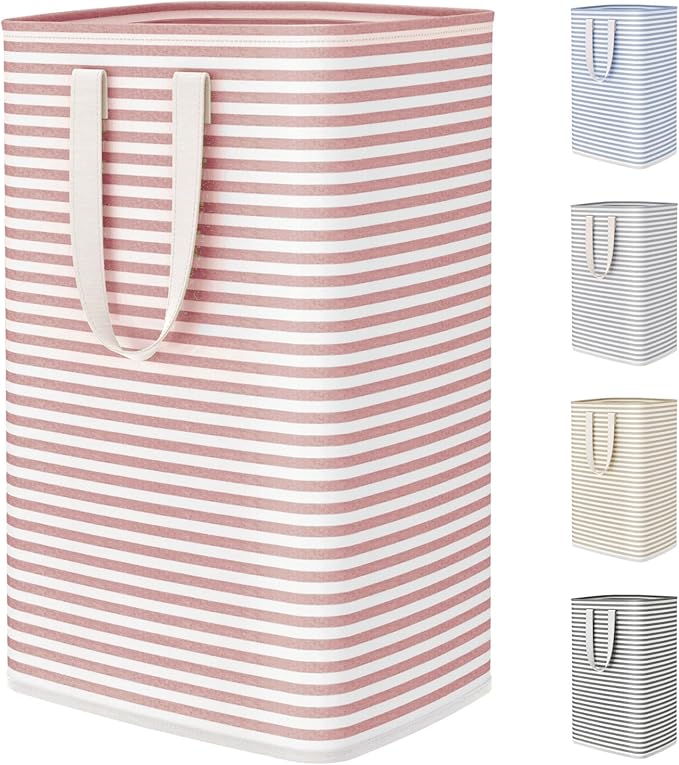 Lifewit 75L Large Collapsible Laundry Basket with Extended Handles, Pink by Lifewit