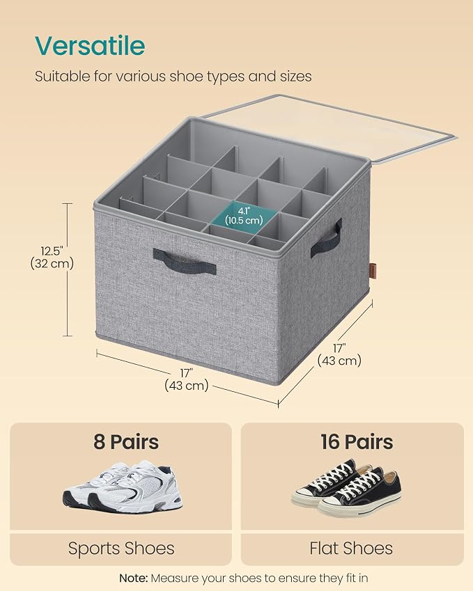 SONGMICS Shoe Organizer for Closet, Fabric Bins, Fits up to 16 Pairs - Image 4