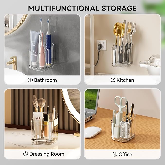 3 Slots Detachable Toothbrush Holders Wall Mounted for Bathrooms - Image 7