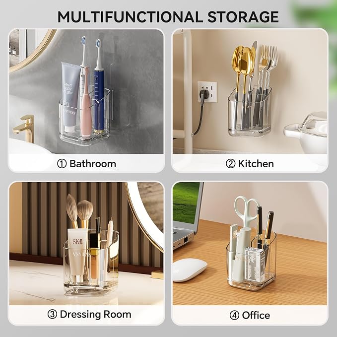 3 Slots Detachable Toothbrush Holders Wall Mounted for Bathrooms - Image 7