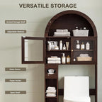 Over the Toilet Storage Cabinet with Arched Top, 68" Tall, Dark Walnut - Image 5