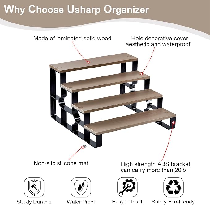 4Tier Wood Perfume Organizer, Cologne Makeup Stand - Image 3