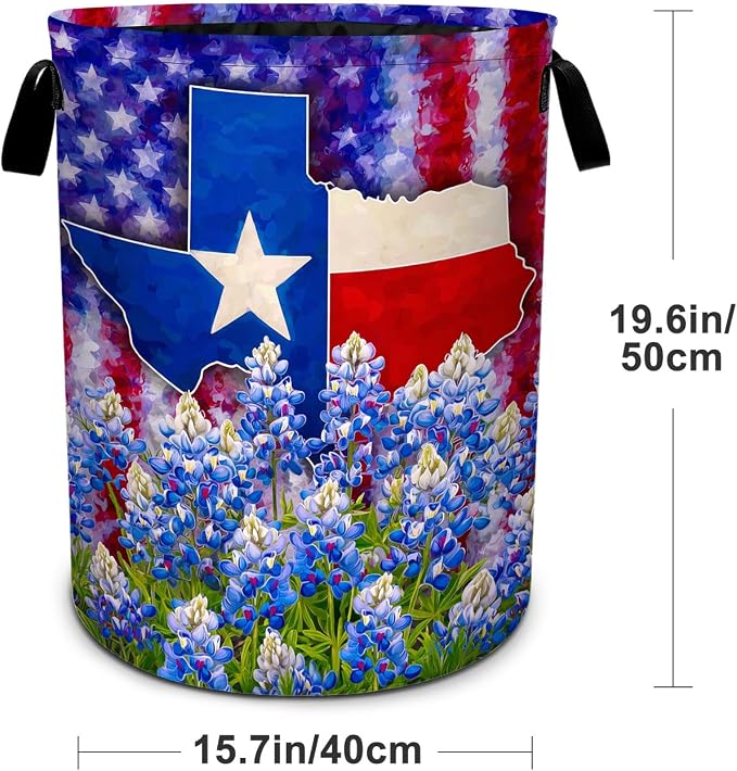 Texas Flower Laundry Basket Foldable Laundry Hamper With Handles Clothes Storage Bucket Organizer Laundry Bag For Bedroom Bathroom Laundry Storage 19.6 x 15.7 - Image 2
