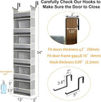 Over The Door Organizer 6-Shelves and 12 Side Pockets, Over The Door Storage for Bathroom Bedroom Nursery, Hanging Door Organizers for Baby Diapers and Kids Toys (13"x5"x54", Grey) - Image 2