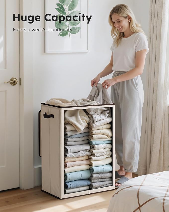 SOLEDI 130L Laundry Hamper with Lid, Large Collapsible Laundry Basket - Image 3
