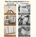 2 Pack Collapsible Laundry Hamper Mesh Laundry Caddy 64L Large Capacity - Image 2