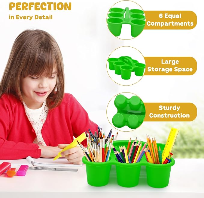 4E's Novelty 4 Pack Caddy for Classroom, Classroom Pencil Caddy, Durable Table Cup Drink Holder, Sturdy Schools Desk Bin, Craft Caddy, Colorful Art Supply Caddies for School Home, Teacher Organizer - Image 6