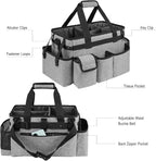 Cleaning Caddy Bag,Large Cleaning Supplies Organizer with Handle for Housekeepers,Gray - Image 4