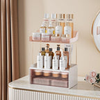 Delamu 4-Tier Makeup Organizer, Bathroom Counter, 2 Drawers, Grapefruit - Image 3