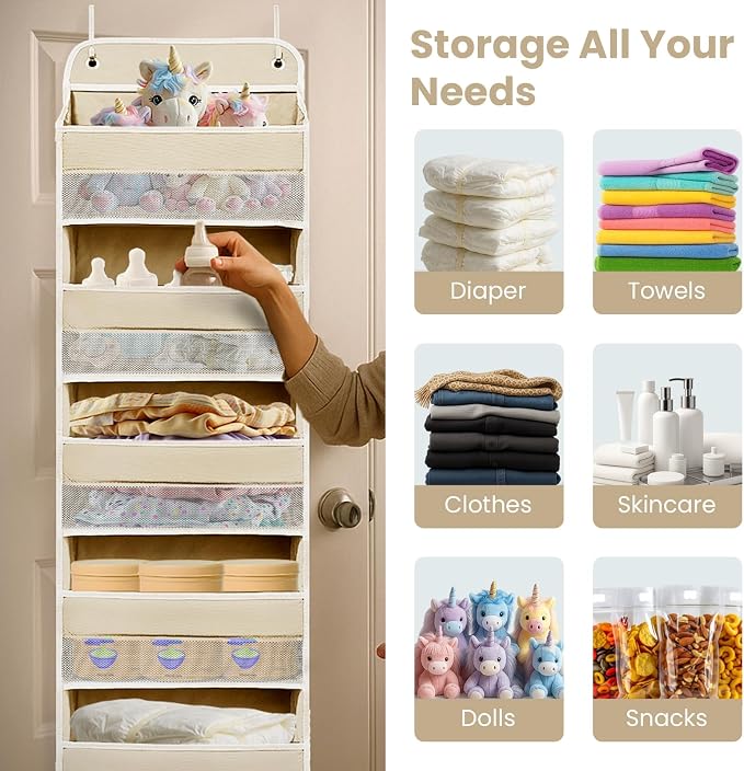 Over the Door Organizer with 10 Side Mesh Pockets,6 Shelf - Image 2