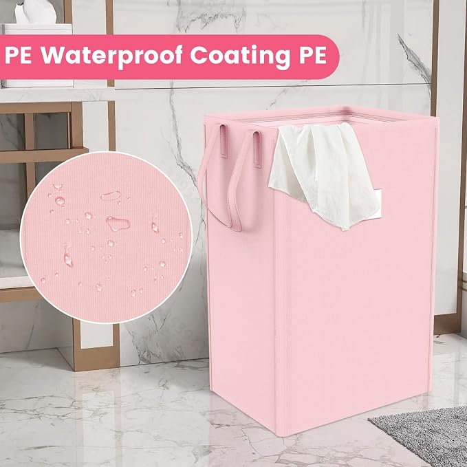 MCleanPin 210L Pink Laundry Hamper Large Collapsible Basket with Laundry Bags, Dirty Clothes Hamper,Laundry Basket with Handles,Washable Laundry Bags,Foldable Dorm Hamper for College (Rose Pink) - Image 6