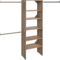 ClosetMaid SuiteSymphony Wood Closet Organizer Starter Kit with Tower and 3 Hang Rods, Shelves, Adjustable, Fits Spaces 5 – 10 ft. Wide, Natural Gray by Unknown