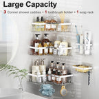Liuoud Corner Shower Caddy 5 Pack Adhesive Stainless Steel Organizer Silver - Image 2