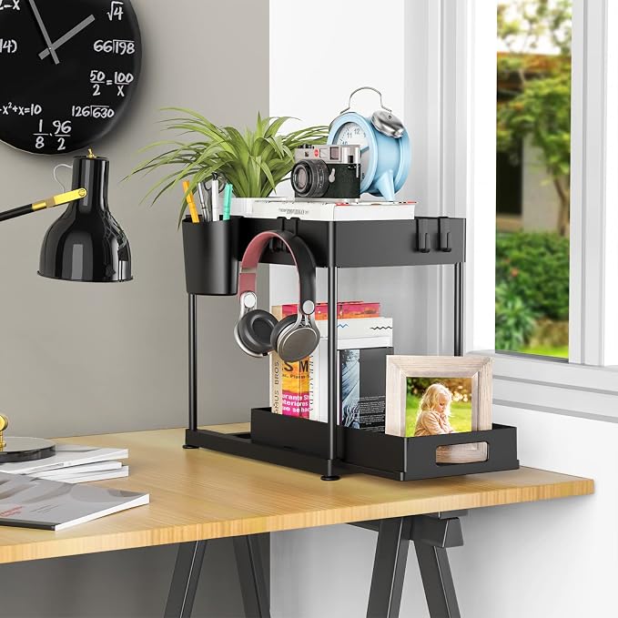 2 Pack Under Sink Organizer with Pull-Out Drawer, Black - Image 7