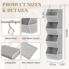 Hanging Closet Organizer 4 Shelf Collapsible Storage Grey Storage Bins - Image 2