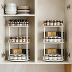 YATINEY Lazy Susan Organizer, Rotating Spice Rack, 3 Tier Spice Turntable Organizer, Industrial Turntable Spice Holder, for Kitchen Countertop and Cabinet, Compact and Versatile, White SR23WW - Image 2