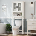 Over The Toilet Storage Cabinet, Over Toilet Bathroom Organizer with Doors and Adjustable Shelf, Thicken Frame Above Toilet Storage Cabinet Behind Toilet Bathroom Organizer, Cream White by Baztin