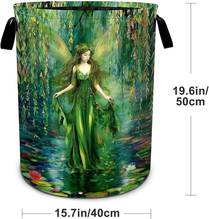 Fairy Laundry Basket Foldable Laundry Hamper With Handles Clothes Storage Bucket Organizer Laundry Bag For Bedroom Bathroom Laundry Storage 19.6 x 15.7 - Image 2