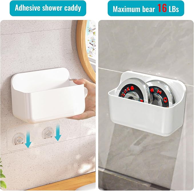 CGBE 2-Pack Cabinet Door Organizer, Self Adhesive Bathroom Shelves, White - Image 3