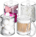 4 Pcs Acrylic Qtip Holder, Cotton Ball Holder Jars with Lids, Clear by XIPENGKEJI