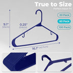 HOUSE DAY Blue Plastic Hangers 60 Pack, Slim Space-Saving Clothes Hangers - Image 2