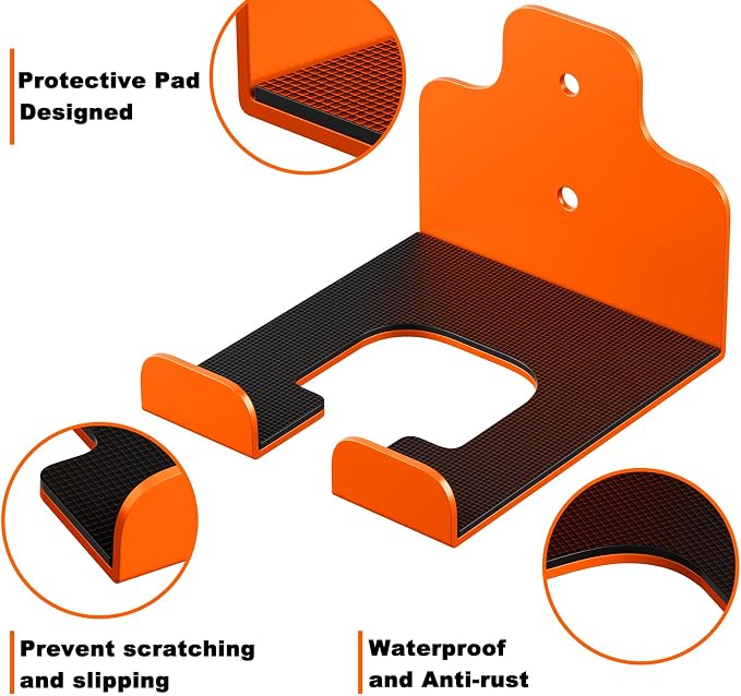 JNIHEEP Garage Organizer Trimmer Rack,Garden Power Tool Hanger,2Pack,Orange - Image 5