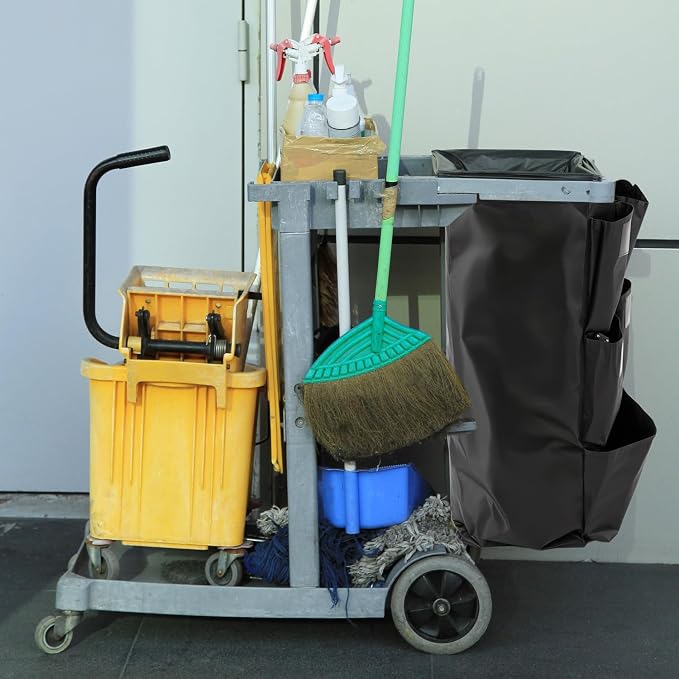 QWORK Cart Bag with 5 Pockets, Replacement Janitorial Cart Bag 25 Gallon Capacity, Organizer Bag for Housekeeping Cleaning Carts - Image 4
