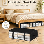 StorageRight Under Bed Storage Bags, 8 Pack, 40L, Black | Breathable Non-Woven Fabric with a Clear Window and Zippered Top for Clothes, Comforters, Blankets and Seasonal Storage - Image 2
