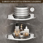 akinbas Corner Shower 2 Tier Caddy Lazy Susan Organizer 360 Rotating Corner Shelf Wall Mounted with No Drilling Shelves for Bathroom Dorm and Kitchen (Black) - Image 3