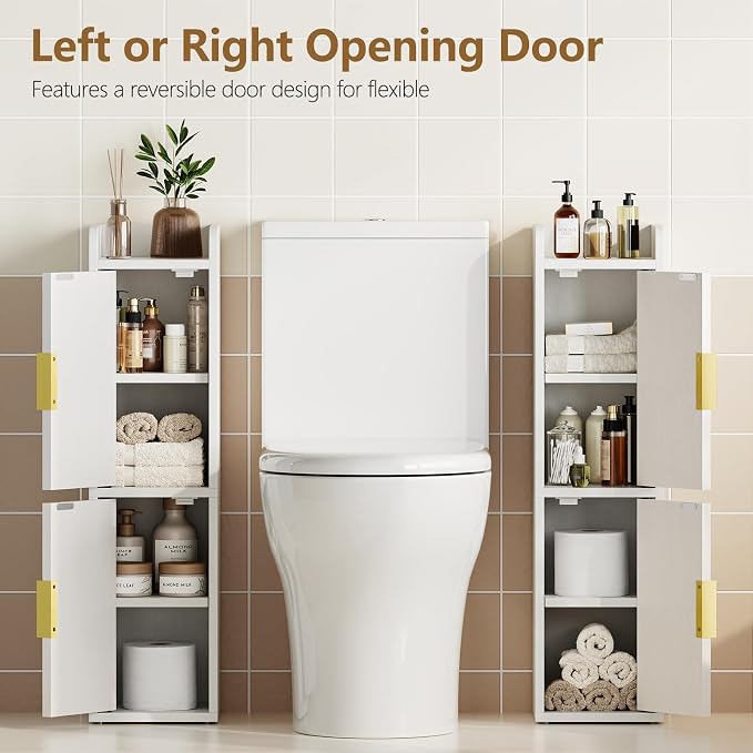 Yoobure Fluted Small Bathroom Storage Cabinet, Narrow Toilet Paper Cabinets - Image 5