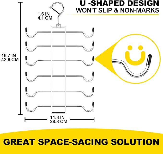 1 Pack Closet-Organizers-and-Storage,6 Tier Tank-Top-Hangers-Space-Saving,Closet-Organizer,Non-Slip Hanging Sport Bras Holder,Dorm-Room-Essentials-for-College-Students-Girls Camisoles Swimsuits Dress - Image 6