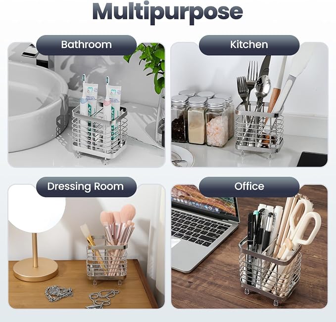 Luxspire Toothbrush Holders for Bathroom, Stainless Steel, 2 Slots, Silver - Image 8