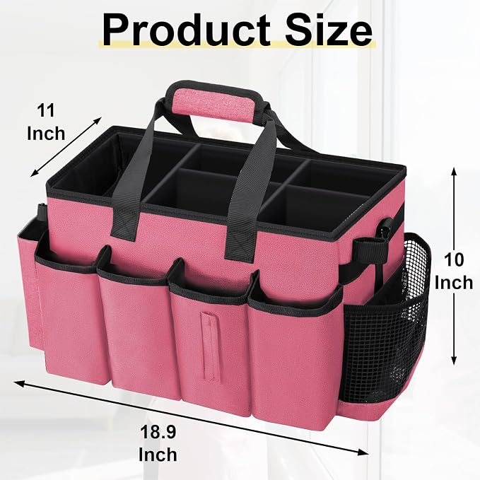 Wearable Large Cleaning Caddy Bag for Housekeepers (Rosered) - Image 2